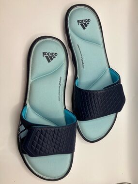Adidas Fit Foam Footbed Slides Sample Womens 7 Blue Navy New No Box